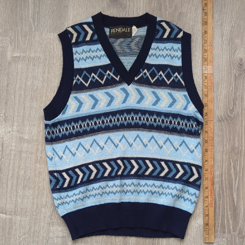Men's Blue Patterned Sweater Vest